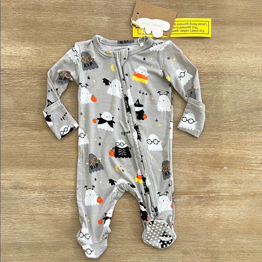 🎃 Angel Dear Bamboo Footie Ghost Newborn 0-3 3-6 months